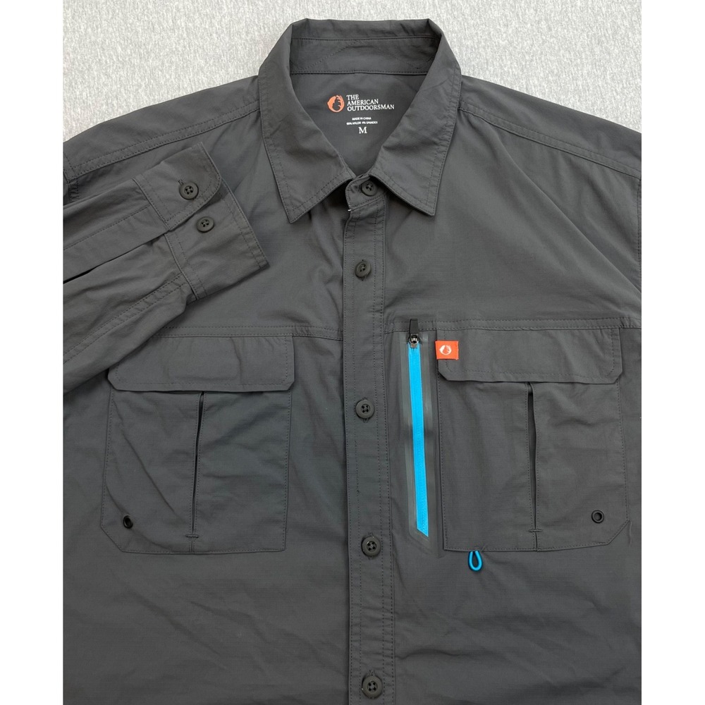 The American Outdoorsman Shirt Mens Medium Black Performance Stretch Pocket